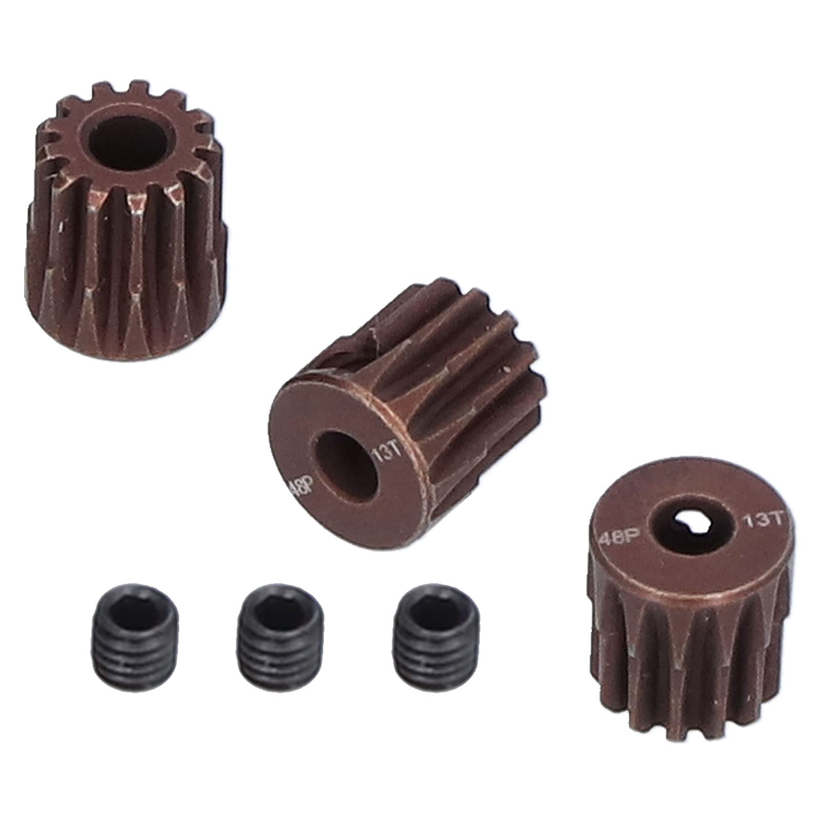 RC Motor Pinion Gear, 3Pcs 48DP RC 13T Pinion Gear with M3 Set Screw Compatible for 1/10 RC Car 3.175mm Shaft Brushless/Brushed Motor