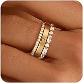 FUNEIA Stackable Gold Rings for Women Non Tarnish Chunky 14K Gold Plated Rings that Don't Tarnish Engagement Cubic Zirconia Ring Set Stack Dainty Pinky Wedding Bands Thumb Rings Gold Jewelry Size 6-11