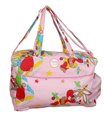 Unique Ideas New Born Baby Multipurpose Polyester Diaper/Mother Bag with Holder Diaper Changing Multi Compartment (Light Pink_Medium)