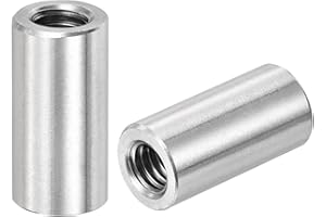 uxcell M6 Round Connector Nuts, 304 Stainless Steel Coupling Nut 20mm/0.79inch Length, Pack of 12