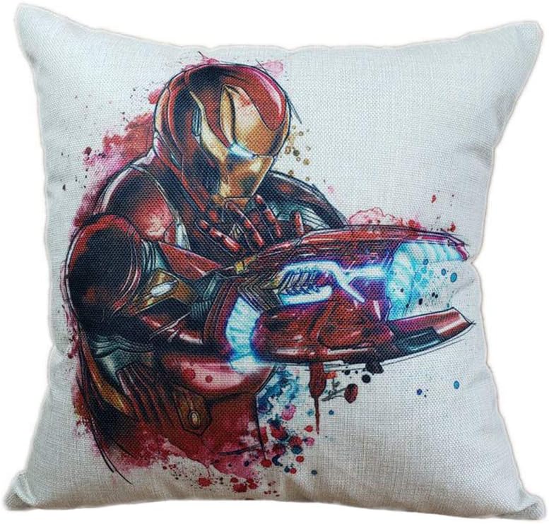 Haru Homie Iron Man Cotton Linen Home Decorative Outdoor Throw Pillow Covers Cushion Case Cover for Sofa Car Pillowcase 18"x18"