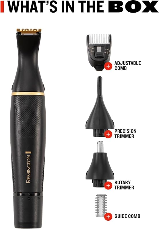 Cortapelos Nariz y Orejas T-Series Detail Kit, Recortador Pelos Nariz, Orejas, Cejas y Vello Facial, Recortador Vertical y Rotativo, 2 Peines, Cortador Precisión y Peine Ajustable - NE7000