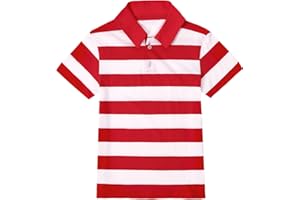 COSLAND Boys' Striped Polo Shirt, Cotton Short Sleeve Shirt, X-Small-Large
