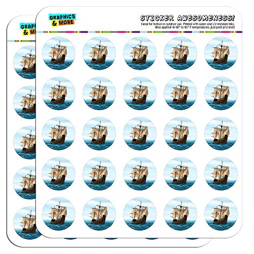 Pirate Ship Sail Boat Ocean 1" Planner Calendar Scrapbooking Crafting Stickers - Opaque