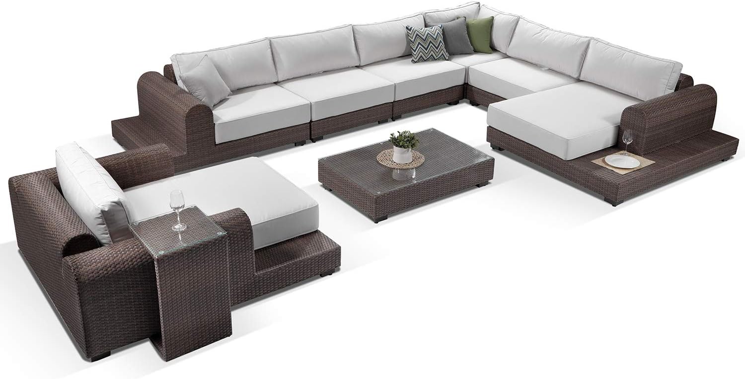 Alexander Francis Milano 9 Piece Outdoor Large Sunbrella Rattan