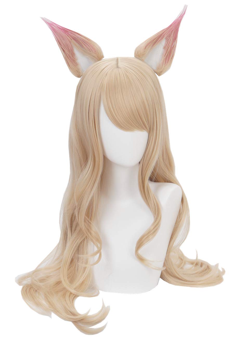Topcosplay Women's Wig Blonde Wave Cosplay Wig Halloween Costume Wigs with Ear