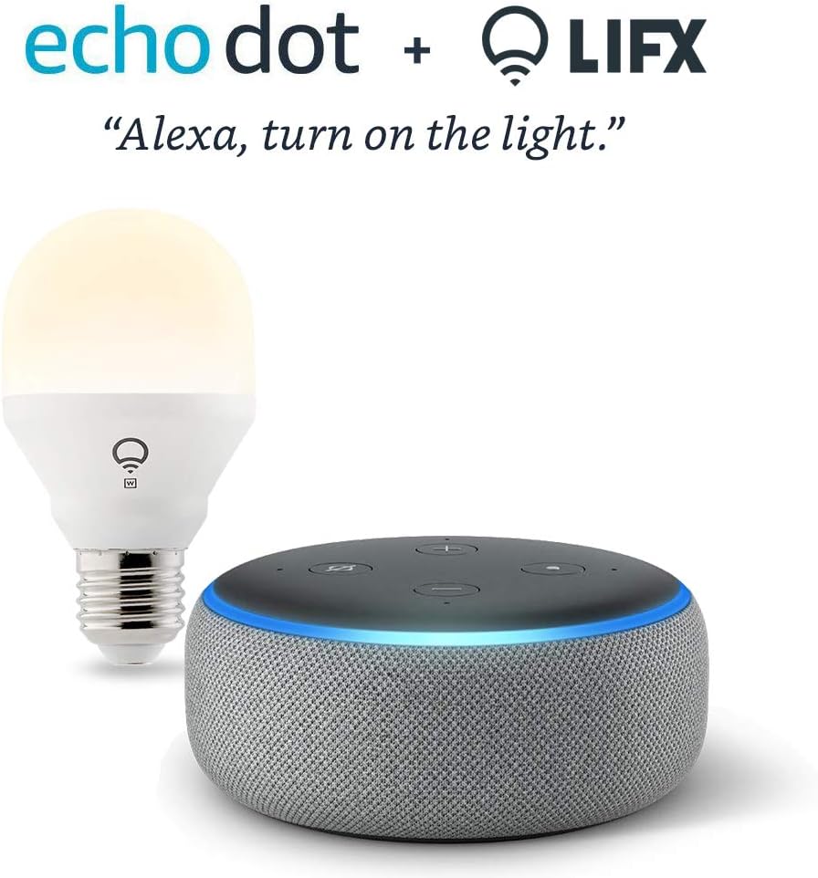 Echo Dot (3rd Gen) Heather Gray bundle with LIFX Wi-Fi Smart Bulb