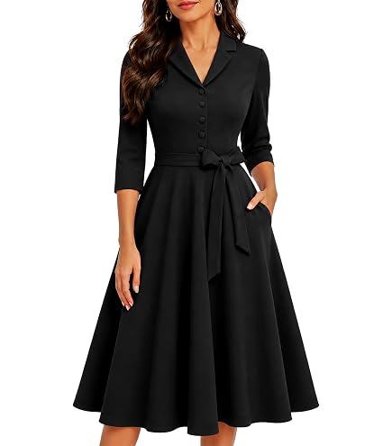 vintage 1940 formal dresses Wedtrend Aline 1940s Cocktail Dress for Women Black Funeral Outfits Blacks Work Shop