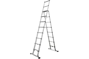 Telesteps 14ES Telescoping Ladder, Patented One-Touch Release, OSHA Compliant 10 ft, Wide Pro Step, Telescoping A-Frame Stepladder, 2 Safety Leaning rungs, Up to 14 ft Reach