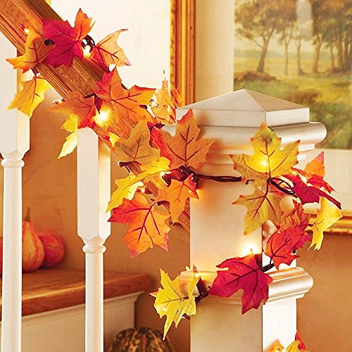 GIAGY Fall Decor,Fall Garland,Thanksgiving Decor,Christmas Decor Lighted Fall Wreath Halloween String Lights [ 14.7 Feet &40 Lights ] - Thumbnail 4