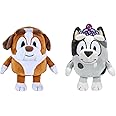 Bluey and Friends - 2 Pack Soft Stuffed Animals for Kids, Perfect Size for Little Hands, Cuddly Travel Toys, Embroidered Faces, Gift for Toddlers Ages 3+ (Princess Muffin & Winton)