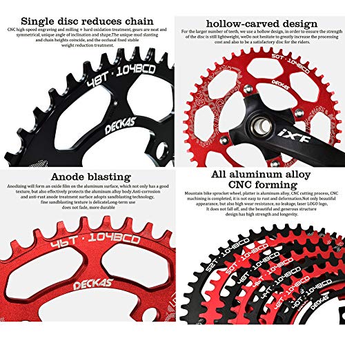 image for DECKAS 104BCD 32T 34T 36T 38T Narrow Wide Chainring, Single Chainring 