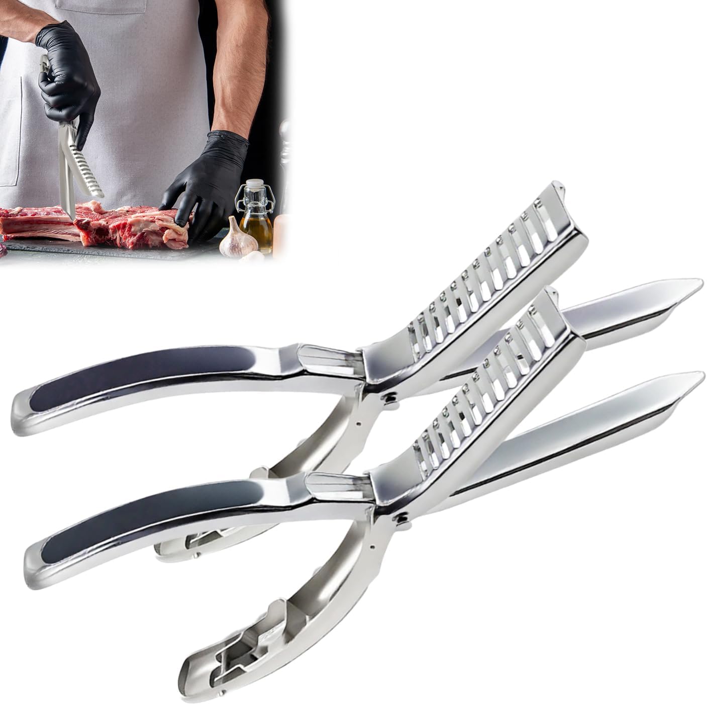 Photo 1 of Rib Prep Tool Pro, BBQ Rib Skinner, Stainless Steel Rib Membrane Remover Tool, Ergonomic Design for Effortless BBQ Rib Preparation ? (2pc)