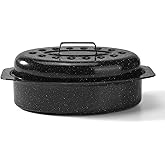 13&rdquo; Roasting Pan, Turkey Roasting Pan, Small Oval Roaster Pan With Lid For Turkey, Chicken, Lamb, Beef, Deep Baking Pan for Sourdough Bread, Vegetable, Casserole, Lasagna