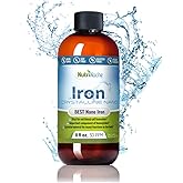 Liquid Iron Supplement for Women - High Potency Sublingual Iron Drops - Vegan Liquid - Tasteless Flavor - Premium Supplement for Men, Women & Kids - 8 Ounces - Nutrinoche