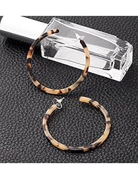 PHALIN Acrylic Hoop Earrings Tortoiseshell Acrylic Earrings Geometric Resin Earring Studs for Women Girls