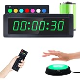 GAN XIN Gym Timer Clock with Remote Control &amp; Push Button,7 RGB Color, Programmable Interval Timer, Countdown/Up Stopwatch,Wall Clock for Home Gym Garage,Portable Training Accessories(Battery)