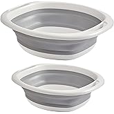 2 Pack Collapsible Wash Basin, Portable Wash Basin with Handles for Kitchen Sink Fruits Vegetables Home Camping Easy Storage 