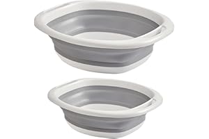 2 Pack Collapsible Wash Basin, Portable Wash Basin with Handles for Kitchen Sink Fruits Vegetables Home Camping Easy Storage 