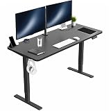 VIVO Electric 60 x 24 in Standing Desk, Memory Height Adjustment, 1B Series, Holds 220 lbs, One-Piece Black Top, Black Frame, DESK-KIT-1B6B