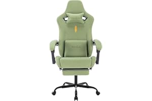 SUKIDA Gaming Chair with Footrest Ergonomic Computer Chair Massage Lumbar Cushion, Racing Video Game Chair Adjustable Rocker Recliner Executive Office Desk Chair Pu Leather for Adults
