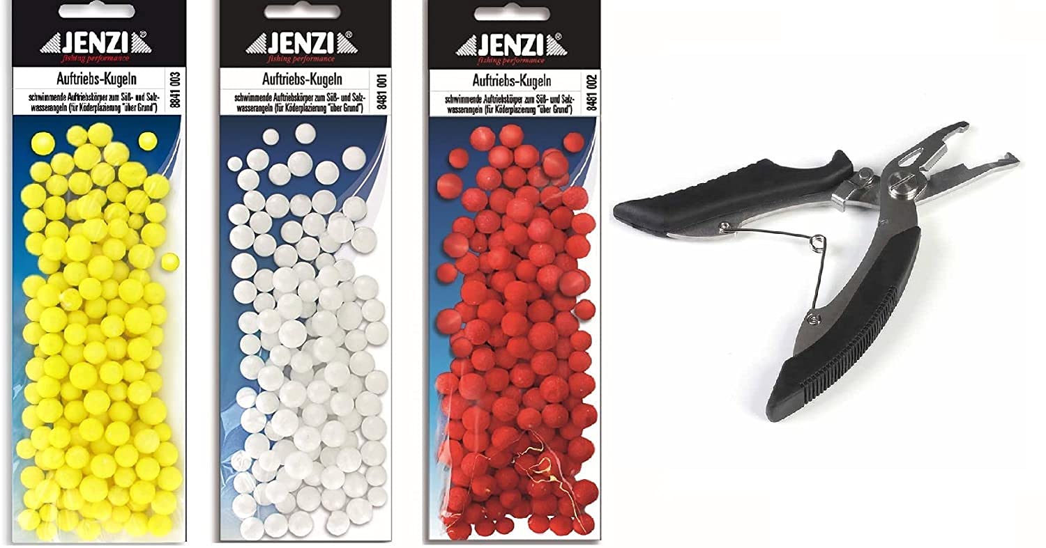 STMK FISHING HOOK Buoyancy Balls, Set of 300 (5-9 mm, Styrofoam), 3 Colors + Fishing Scissors