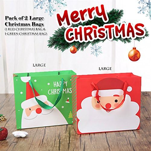 Christmas Gift Bags Pack of 2 Large Christmas Bags for presents Santa Design 31 x12 x27CM(L)