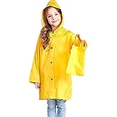 Taiduosheng Age 2~10 Kids Hooded Button Down Jacket Rain Jacket Raincoat with Bow Cover Long Rainwear
