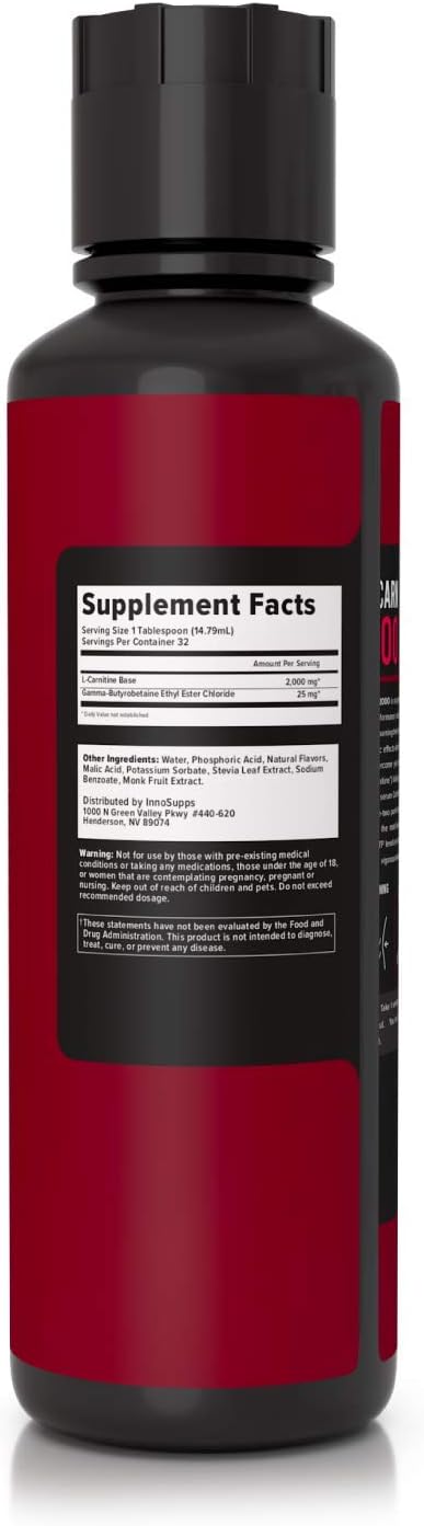 InnoSupps Volcarn 2000 - Liquid L-Carnitine, Boost Energy, Caffeine Free, No Artificial Sweeteners, 32 Servings (Pink Starblast): Health & Personal Care