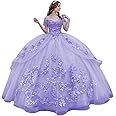 Mauuwy 3D Floral Quinceanera Dresses Ball Gown Puffy Sparkly Tulle Sweet 16 Dresses Off Shoulder Lace Princess Dress Y120