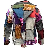 Shopoholic FashionMen's Tye Dye Patchwork Hippie Jacket Fleece Lined Festival Boho Hippy Sweater