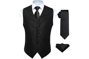HISDERN V3-01 Men's 3PCS Formal Vest Set Slim Fit Jacquard Waistcoat with Paisley Floral Pattern for Wedding Prom Party
