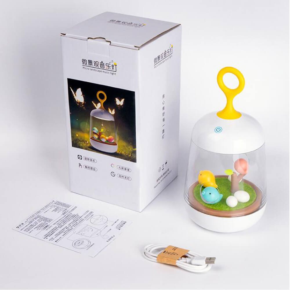 Micro Landscape Night Light Denshine Night Light, Night Light for Kids Micro Landscape Night Light with Music Box Night Lamp with 7 Color Changing Modes Best Gifts for Kids (White)