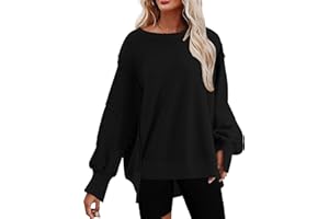 SHEWIN Womens Oversized Reverse Seam Sweatshirt Casual Long Sleeve Crewneck Lightweight Pullover Tops Loose Sweatshirts
