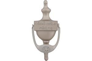 Exclusively Irish Door Knocker for Front Door - Cead Mile Failte & Shamrock Design - Solid Brass Pewter