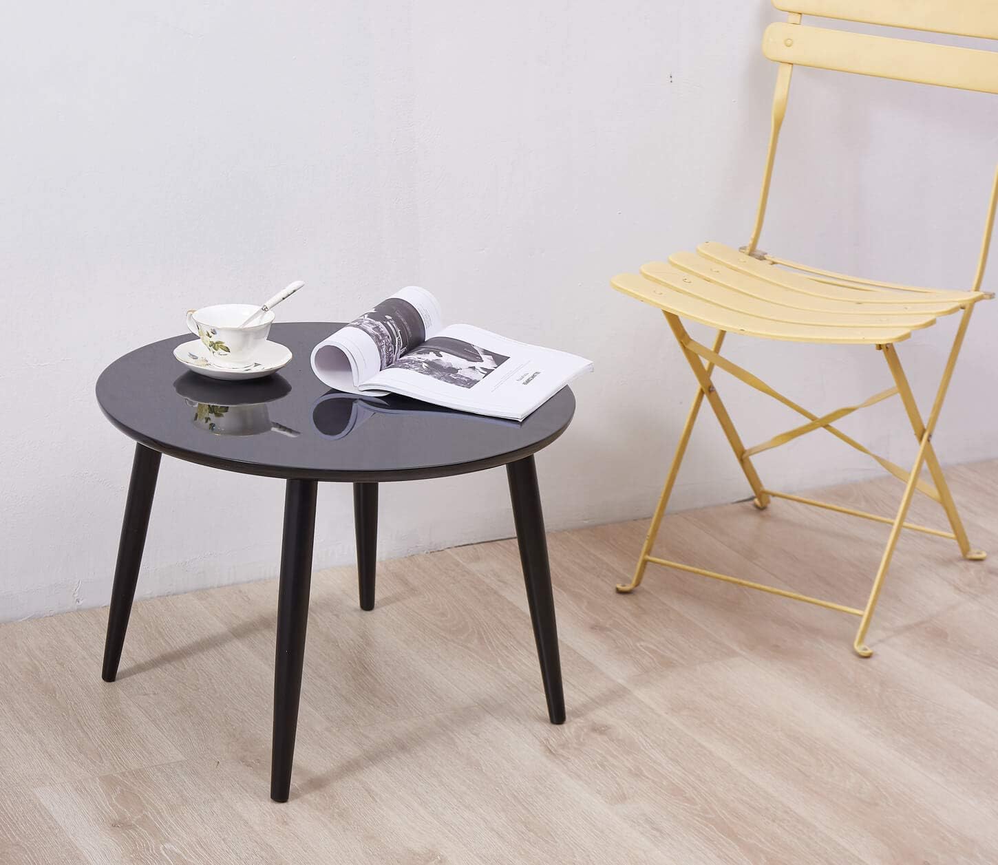 TaoHFE Coffee Table, Round Coffee Table Black for Living Room: Kitchen & Dining