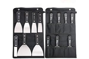 QEES 7 PCS Drywall Paint Scraper Tools with Storage Bag,Spackle Drywall Putty Knife Set,Stainless Steel Spackling Taping Knife Tool for Repairing,Removing Wallpaper,Applying Putty,Mud, Plaster Scraping