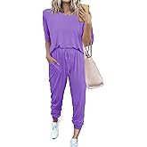 PRETTYGARDEN Women's Two Piece Lounge Sets 2026 Spring Summer Jogger Pants Vacation Outfits Travel Airplane Matching Clothes