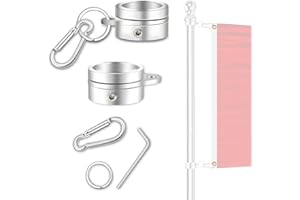 NQ Flag Pole Rings Rotating Against Rotating Flag Pole Mounting Rings Anti Wrap Flag Pole Clips Flag Pole Parts（Silver）
