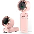 PlayHot Portable Handheld Turbo Fan, 5-Speed Personal Fans, 5000mAh Rechargeable Fans Up to 20 Hours, Weight only 0.6lb Small Fan, Hand/Neck/Desk Fan 3 IN 1, Beach Vacation Essentials(Pink)