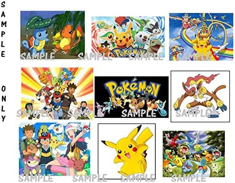 9 Pokemon stickers, favors, party supplies, labels, birthday, Treat Bag Fillers