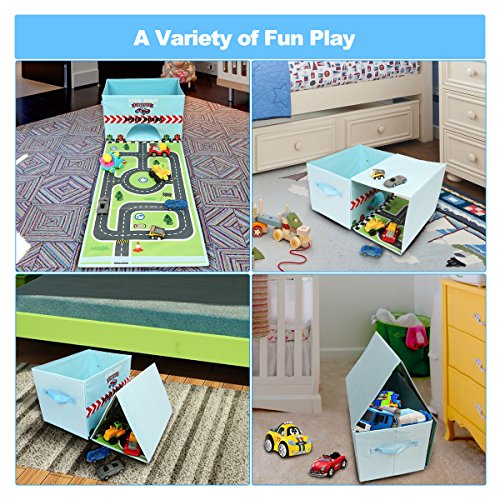 Livememory Faltbare Spielzeug-Aufbewahrungsbox aus Stoff für Auto, Spielzeugbox mit lustiger Spielmatte für Kinder… – Bild 5