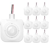 EverElectrix Ceiling Occupancy Motion Sensor, Passive Infrared Technology, High Bay Fixture Mount 360 Degree, Hard-Wired, 120-277 VAC, Commercial/Industrial Grade, 10-Pack