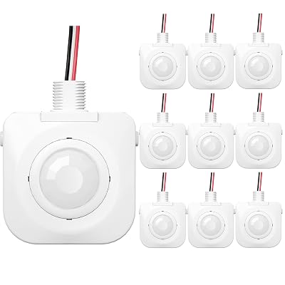EverElectrix Ceiling Occupancy Motion Sensor, Passive Infrared Technology, High Bay Fixture Mount 360 Degree, Hard-Wired, 120-277 VAC, Commercial/Industrial Grade, 10-Pack