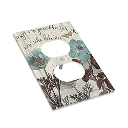 Teal Tulip Rustic Floral Wood Flower Outlet Covers