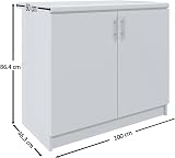 JD Greta 1000mm Fixed Height Kitchen Base Cabinet with 38mm Worktop - White view 3