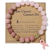 SCRDPRAD Breast Cancer Bracelets Natural Stone What Cancer Cannot Do Inspirational Bracelet for Women Pink Ribbon Cancer Awareness Handmade Beaded Encouragement Gift With Message Card