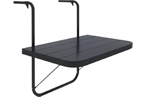 Outsunny Adjustable Outdoor Hanging Table, Aluminum Balcony Railing Table, Mounting Wall Desk Rack, Foldable Outdoor Flower S