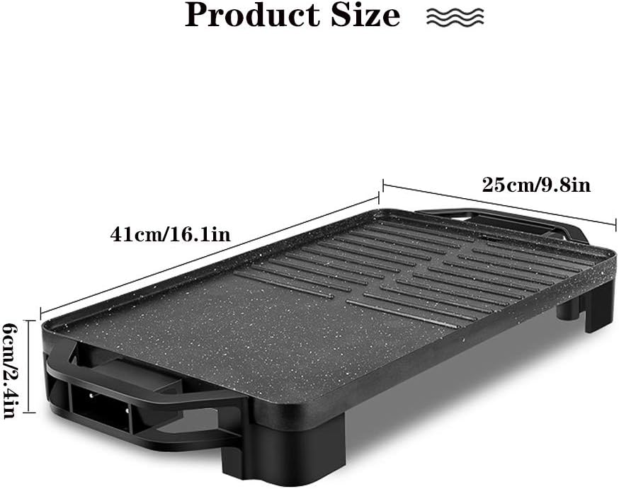 review Electric Teppanyaki Grill Table Hot BBQ Plate for Kitchen Dinner Party Camping Festival Cooking,Electric BBQ Table Top Non-Stick Hot Plate