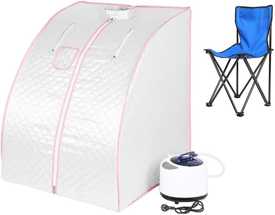 YIFAA Portable Steam Sauna Personal Spa at home Perspiration Lose weight with Remote Temperature Controller 98x80x70cm (Silver)